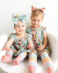 Kendra Floral & Harper Stripe Ruffle PEPLUM SET