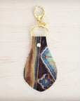 Embossed Leather Key Chain - Blue Navajo 700a