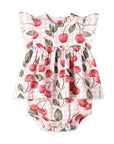 Cherry Picnic Flutter Sleeve Bamboo Skirted Bodysuit