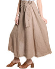 Tina Stephens Maureen Diagonal High Low Linen Skirt SS104
