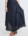 Tina Stephens Maureen Diagonal High Low Linen Skirt SS104