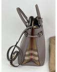 Burberry Banner House Check Leather Canvas Medium Hand Shoulder Bag