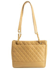 Chanel Beige Caviar Skin Quilted Matelase Shoulder Bag