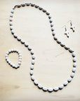**White Turquoise & Wood Melon Beaded Necklace 258p