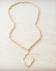 Moroccan Oasis Matte Gold Pendant Necklace 257li