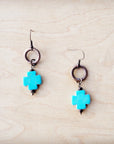 Turquoise Cross Beaded Earring 225u