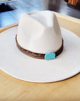 Navajo Embossed Leather Hat Band Only w/ Turquoise Slab 950e