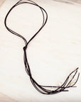 Dark Brown Rustic Knotted Leather Cord Necklace White Turquoise 263m