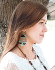 **Leather Teardrop Earrings in Turquoise Navajo 217n