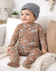 Wild Wrangler/Brown Western Baby Boy Bamboo Zipper Romper