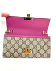 Gucci GG Supreme Continental Wallet on a Chain Red Pink Clutch