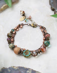 Czech Glass, Druzy and Lepidolite Quartz Bracelet