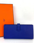 HERMÈS Long Epsom Bearn Gusset Electrique Bleu Wallet