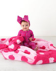 Evelyn Dot Ruffle Zip Bamboo Valentines Day Baby Outfit Dot