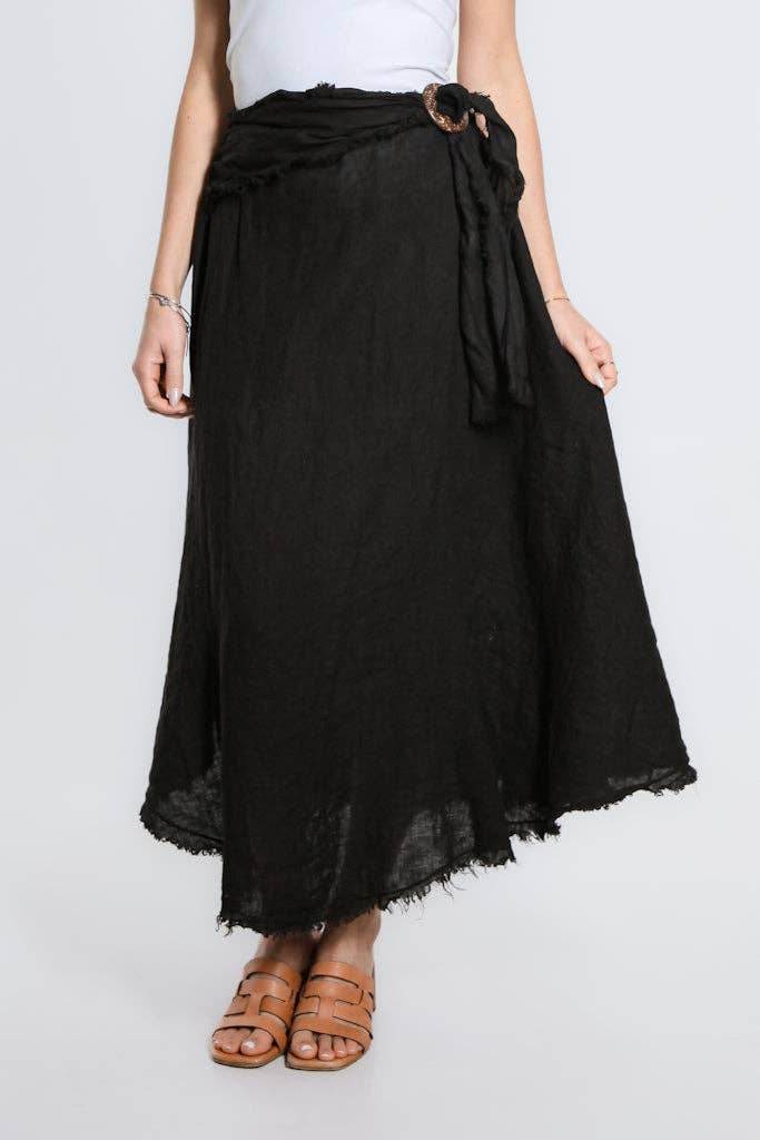 Tina Stephens Maureen Diagonal High Low Linen Skirt SS104