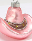 Glass Pink Cowgirl Hat Ornament