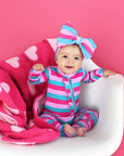 Maddie Stripe Ruffle Zip Bamboo Valentines Day