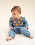 Mud Pie Smocked Denim Baby Bodysuit