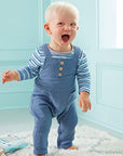 Mud Pie Baby Boy Blue Striped Overall Set