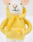 Yellow Hoodie Mouse Critter Ornament