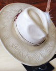 Hand-Painted Python Boho Western Cowgirl Hat & Band-Gold 987e