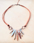 Aqua Terra Stone Slab Leather Cord Necklace 231ee