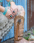 Turquoise Cross Beaded Stretch Bracelet 811a