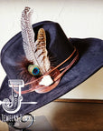 **Cowgirl Western Felt Hat w/ Choice of Turquoise Hat Accent-Black 981b