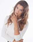 Pave infinity links oversize fancy bracelet