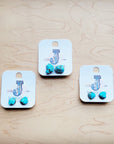 Blue Turquoise Stud Earrings 205f