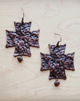 Hammered Copper Cross Earrings 220p