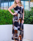 Marla Funky Geo Silk Maxi Dress