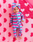 Maddie Stripe Ruffle Zip Bamboo Valentines Day