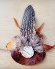 Spotted Feather, White Stone & Brown Leather Hat Band (Band only) 984ww