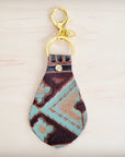 Embossed Leather Key Chain - Turquoise Navajo 700b