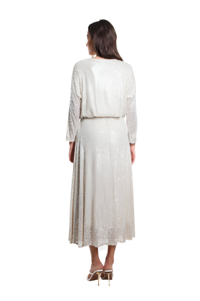 Tina Stephens Rae Sequin Long Flare Skirt SL501