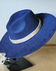 **Boho Western Felt Hat w/ Choice of Hatband- Navy 990a
