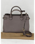 Burberry Banner House Check Leather Canvas Medium Hand Shoulder Bag