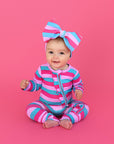 Maddie Stripe Ruffle Zip Bamboo Valentines Day