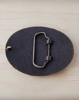Rope Edge Light Brown Leather Belt Buckle w/ Blue Turquoise 907n