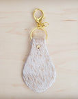 Hair-on-Hide Leather Key Chain - Light Tan 703j