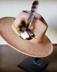 Boho Western Felt Hat w/ Choice of Turquoise Hat Accent-Tan 981d