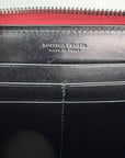Bottega Veneta Burgundy Intrecciato Zip Around Leather Wallet Clutch