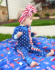 Gigi and Max Stars & Stripes Ruffle Zip Romper