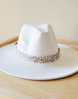 Sandy White Floral Embossed Leather Hat Band Only 951c