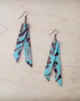 **Leather Rectangle Earrings in Cowboy Turquoise 204ia