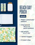 Lilly Pulitzer Beach Day Make Lemonade Water Resistant Pouch Set
