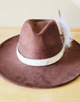 Speckled Hair on Hide Leather Hat Band w/ Feather Accents 952o