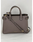 Burberry Banner House Check Leather Canvas Medium Hand Shoulder Bag