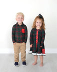 Kane Tartan & Ruby Dot Button Dress Christmas Tartan